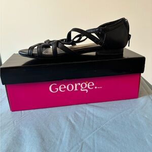 NEW George Black Strapped Shoes - Size 6
